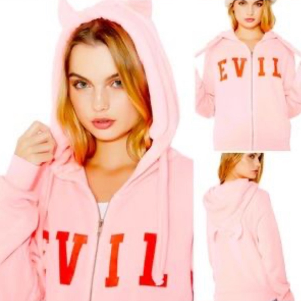 💖WILDFOX Evil zip hoodie with horns!💖